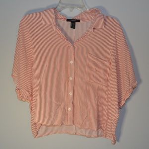 STRIPED FLOWY CROP BUTTON DOWN